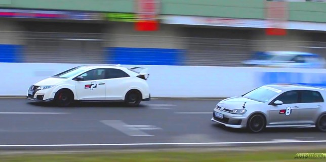 DRAG RACE: Honda Civic Type R vs Volkswagen Golf GTI